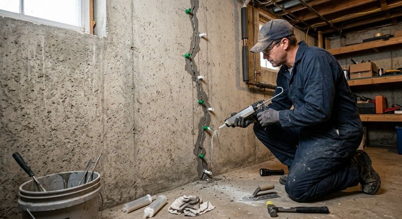 Cracked Basement Floor Repair in Henrico County, VA