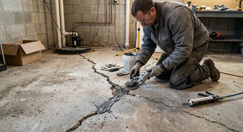 Cracked Basement Floor Repair in Henrico County, VA